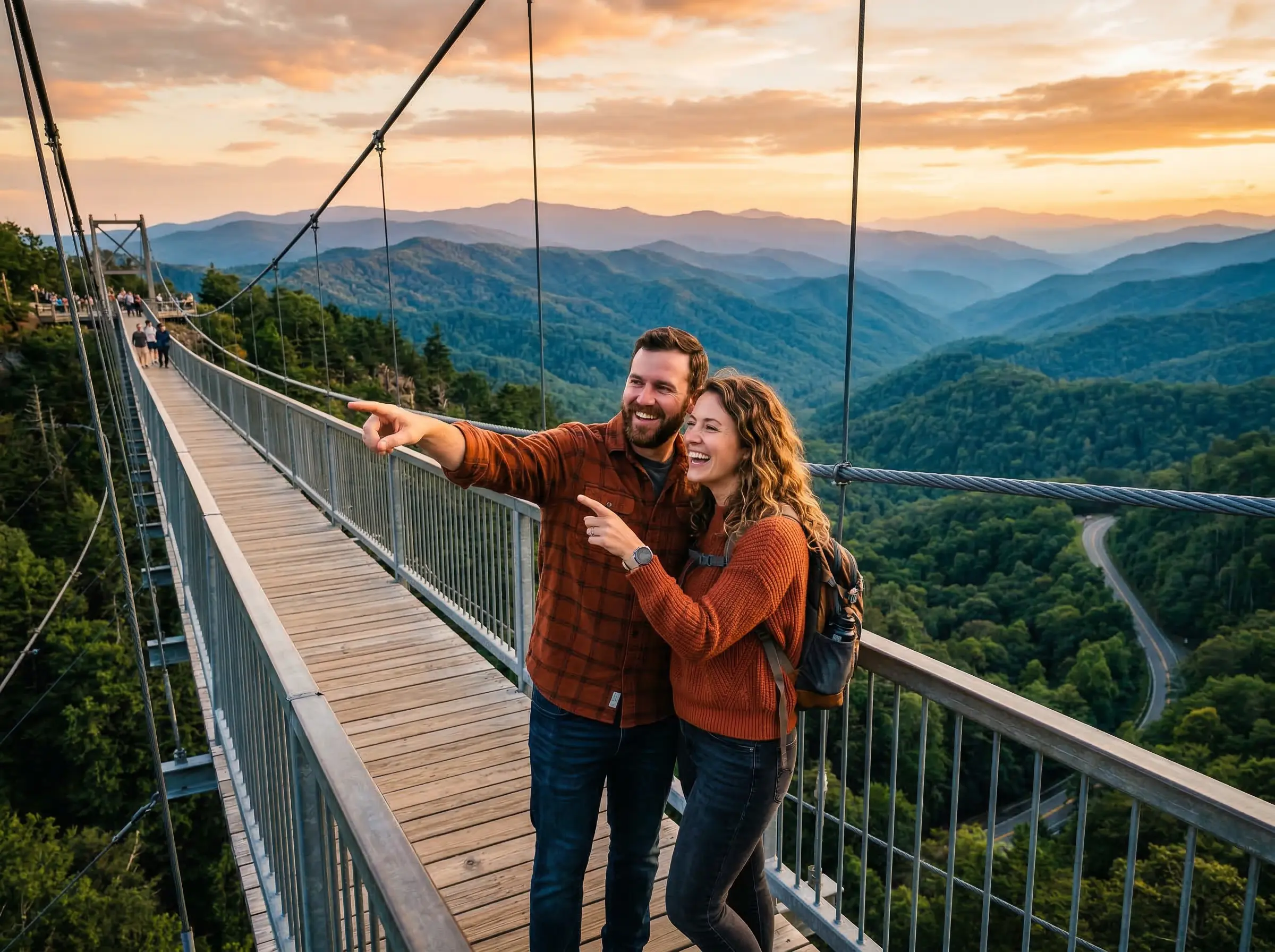 Couple enjoying mountain views from SkyBridge