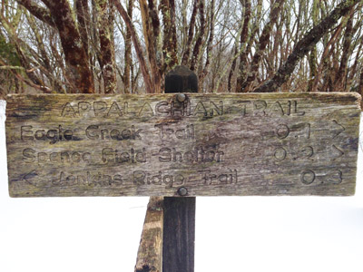 Spence Field Sign on the Appalachian Trail