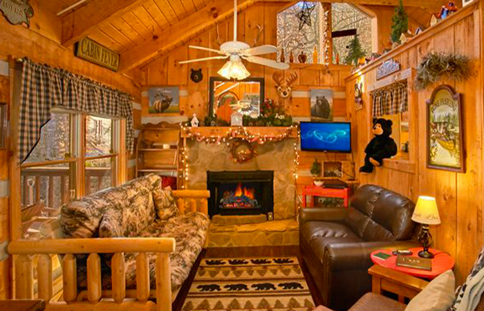 Gatlinburg Cabin Decorated For Christmas