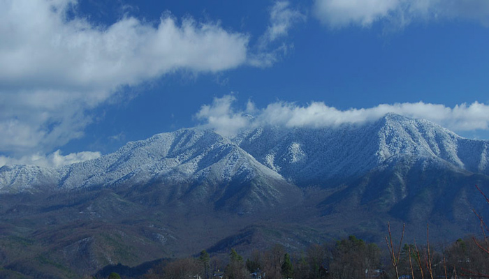 View of Smoky Mountains in Snow